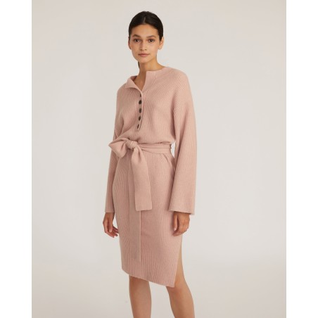 Value Edition Arie Ribbed Cashmere Blend Henley Midi Sweater Dress On Hand Now