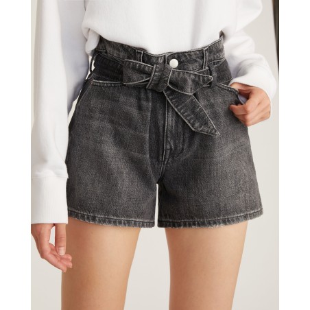 Value Edition Banks Paper Bag Denim Boyfriend Short in Faded Black Stone Wash Just Launched