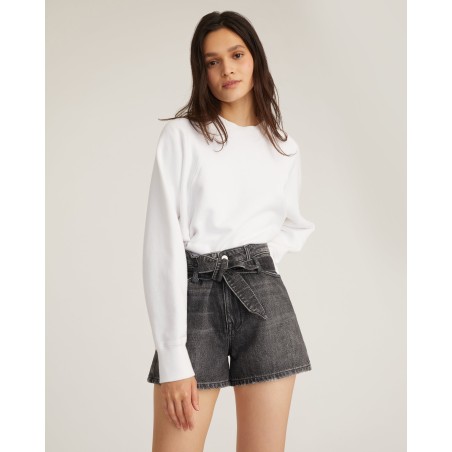 Value Edition Banks Paper Bag Denim Boyfriend Short in Faded Black Stone Wash Just Launched