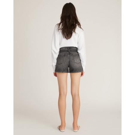 Value Edition Banks Paper Bag Denim Boyfriend Short in Faded Black Stone Wash Just Launched