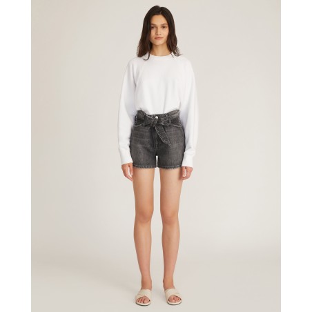 Value Edition Banks Paper Bag Denim Boyfriend Short in Faded Black Stone Wash Just Launched