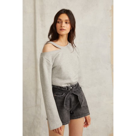 Value Edition Banks Paper Bag Denim Boyfriend Short in Faded Black Stone Wash Just Launched