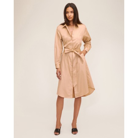 Value Edition Brett Cotton U-Back Midi Dress in Latte Ready for Shipment