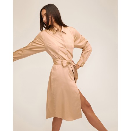 Value Edition Brett Cotton U-Back Midi Dress in Latte Ready for Shipment