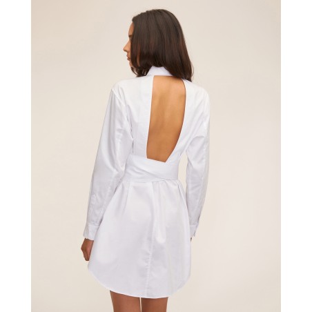 Value Edition Brett Cotton U-Back Mini Dress in White Latest Edition