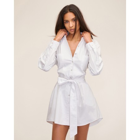 Value Edition Brett Cotton U-Back Mini Dress in White Latest Edition