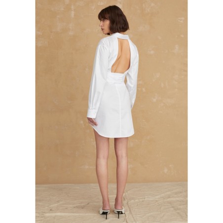 Value Edition Brett Cotton U-Back Mini Dress in White Latest Edition