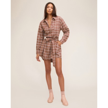 Value Edition Brett Lightweight Flannel U-Back Mini Dress On Hand Now