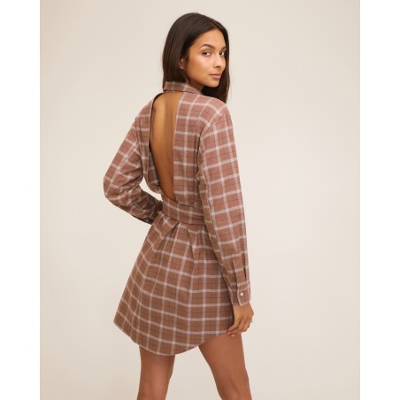 Value Edition Brett Lightweight Flannel U-Back Mini Dress On Hand Now