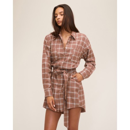 Value Edition Brett Lightweight Flannel U-Back Mini Dress On Hand Now