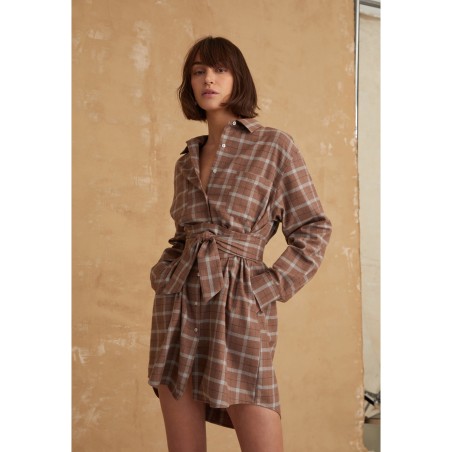 Value Edition Brett Lightweight Flannel U-Back Mini Dress On Hand Now