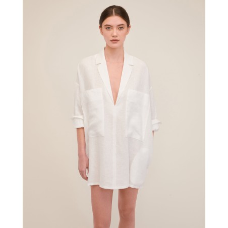 Value Edition Amanda Blazer Linen Tunic in White New Collection