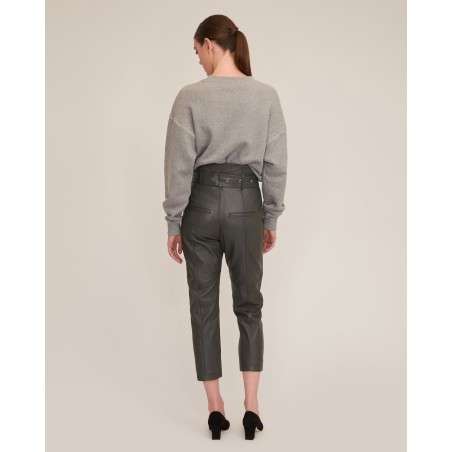 Value Edition Anniston Leather Pant in Charcoal In Stock