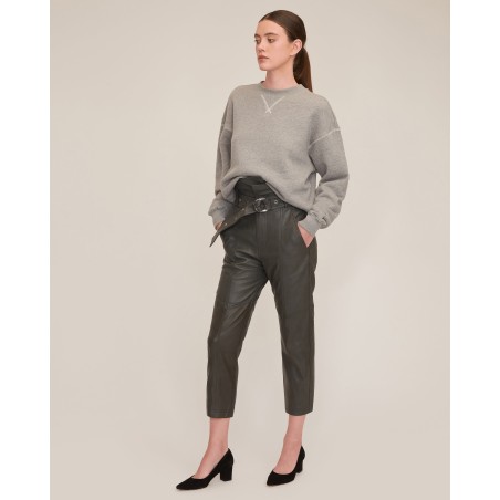 Value Edition Anniston Leather Pant in Charcoal In Stock