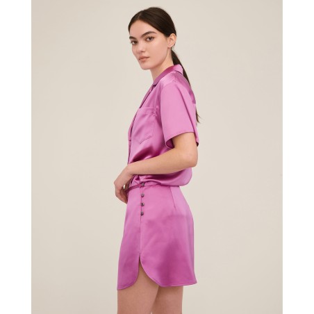 Value Edition Kyle Satin Slip Mini Skirt in Magenta Just In